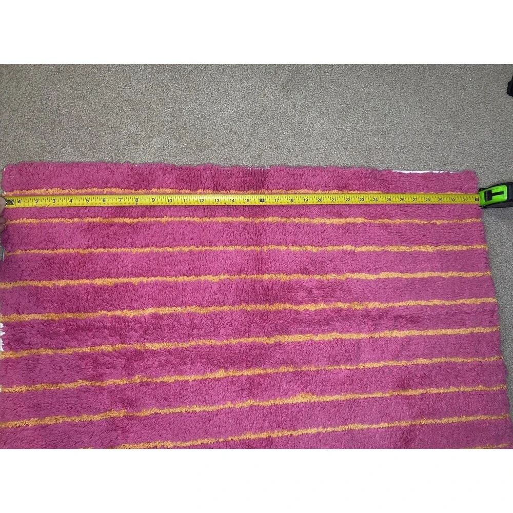 Room Essentials Pink and Orange Striped Plush Bath Rug 32x21